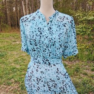 APT 9 Woman 1X Tunic Blue Tie Back